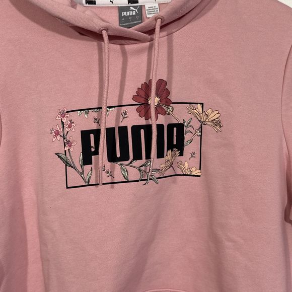 New With Tags Women’s Large Pink Puma Pullover Hoodie Floral Pattern - Picture 4 of 6